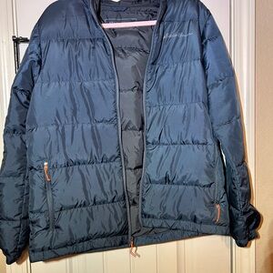 Eddie Bauer Men's Dark Blue Quilted Puffer Down Jacket